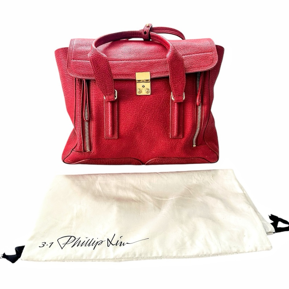 3.1 Phillip Lim Pashli Satchel Bag Large Red Oversized - Picture 13 of 13